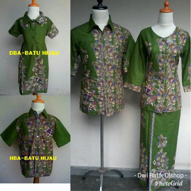 Sarimbit keluarga batik family set batu hijau