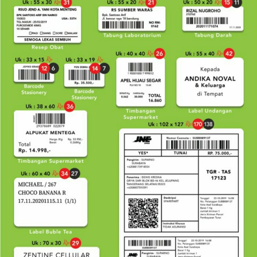 Sticker label Barcode 55x30mm 1 Line Semi Coated BLUEPRINT isi 1000Pcs