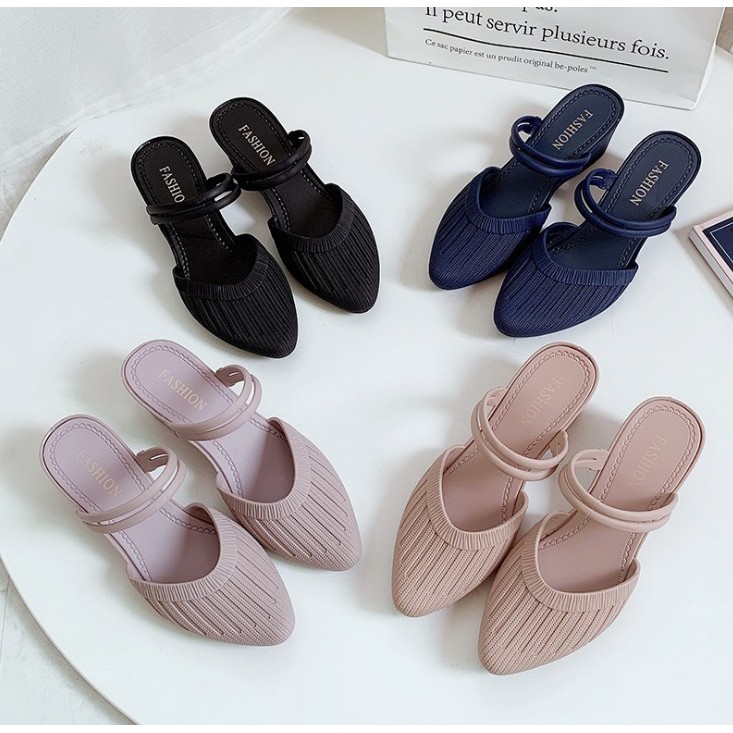 Grosir - S569 Sandal Flat Shoes Wanita / Bahan Jelly Sol Karet / Sandal Murah Import Batam