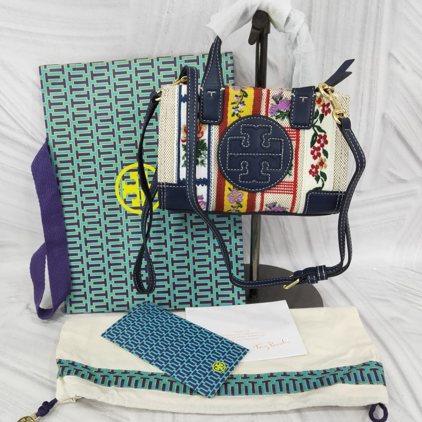 TORY BURCH ELLA WEBBING PATCHWORK MICRO TOTE - ORIGINAL