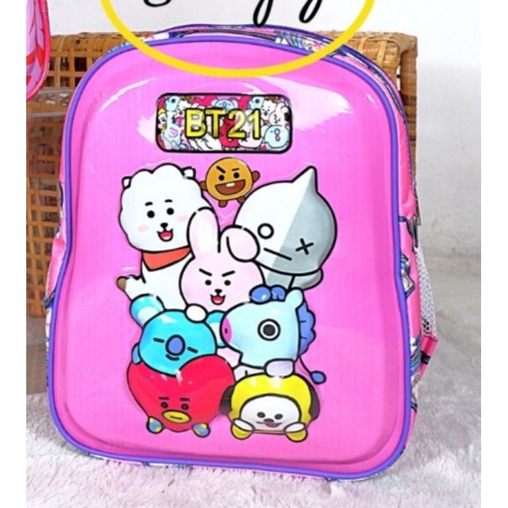 TAS RANSEL LAMPU LED  ANAK TK / PAUD / Tas Ransel Sekolah BT21/Tas Ransel Batok 3D/Tas Ransel Karakter BT21