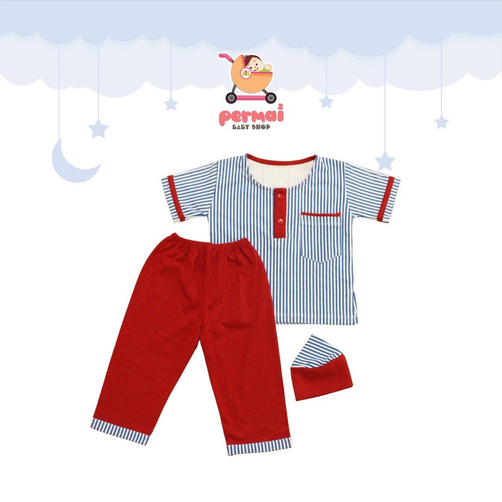 Promo !! BAJU BAYI KOKO VINATA LENGAN PENDEK motif STRIPY - BAJU SET KOKO ANAK LAKI-LAKI