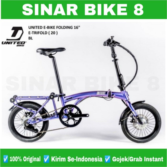 Sepeda Lipat Listrik Ukuran 16 Inch E Bike UNITED E TRIFOLD Electric