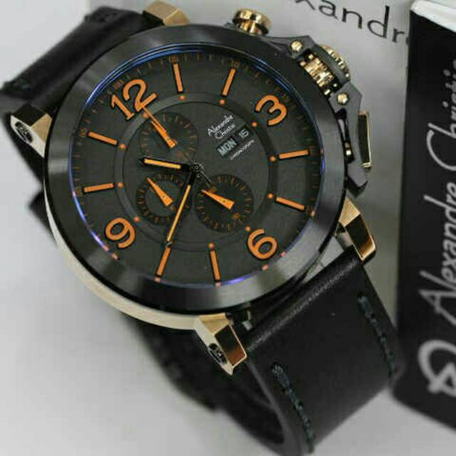 JAM TANGAN PRIA/COWOK ALEXANDRE CHRISTI CHRONO AKTIF KULIT ORIGINAL TERBARU ANTI AIR ELEGANT...