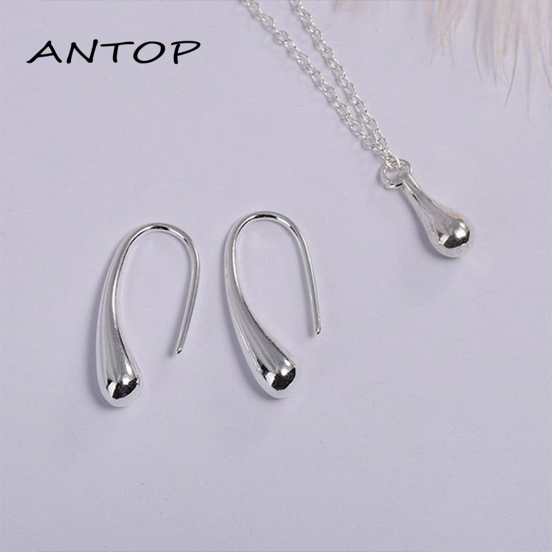 4pcs Kalung Gelang Cincin Dan Anting Kait Desain Water Drop Electroplating Untuk Fashion