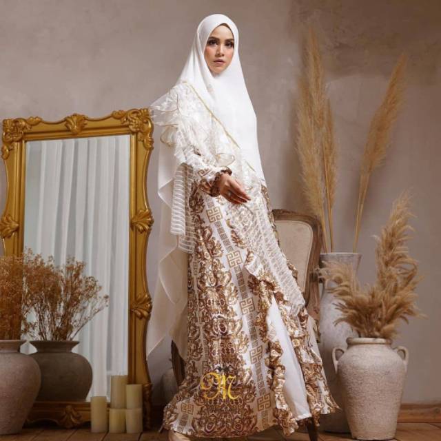 MAGDARA Athena White | Gamis set cantik | Gamis syari premium | Gamis Hari Raya | Gamis Putih