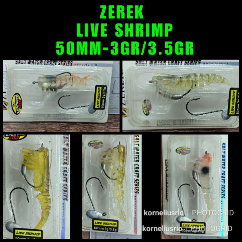 ZEREK LIVE SHRIMP SOFT LURE 5CM 3.5 GRAM UMPAN UDANG KARET UMPAN IKAN KARET UDANG UMPAN TENGGIRI