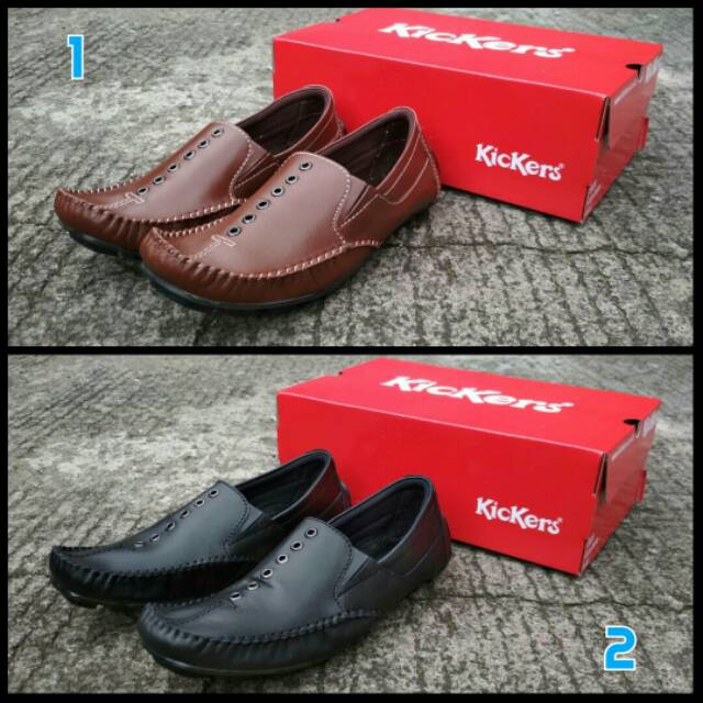 SEPATU KICKERS CASUAL SLOP SUEDE ASLI SLIPON PRIA KERJA KANTOR FORMAL SANTAI ANAK LAKI KREN MRAH