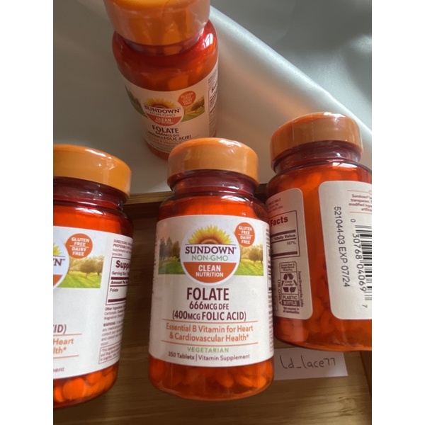 Sundown folate 400mcg folic acid (666mcg dfe) asam folat natural vit B 350tablets original