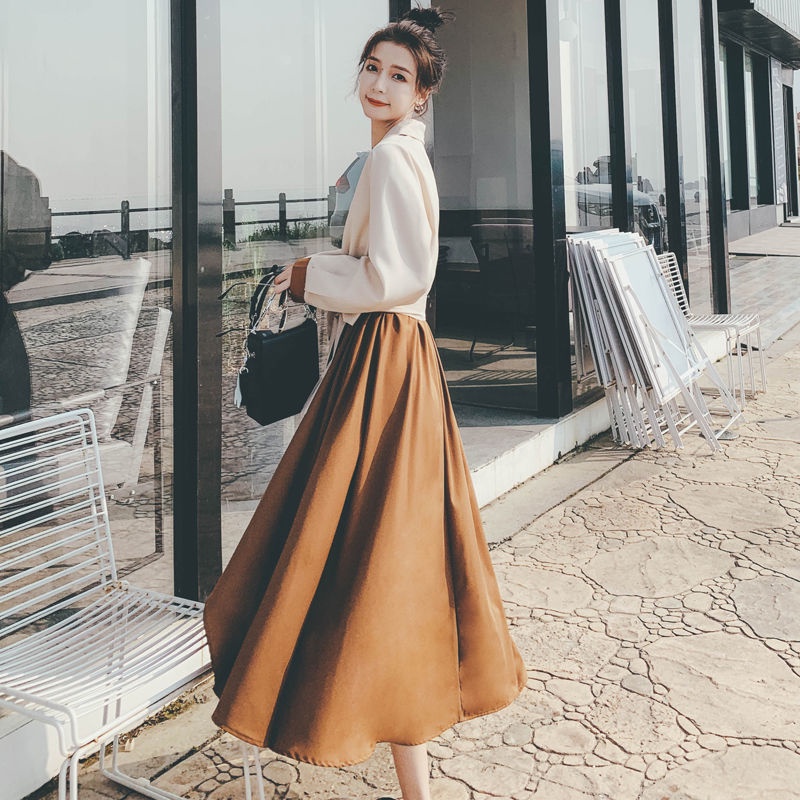 French color matching long sleeve dress women's new autumn 2021 style slim irregular Hepburn A-line