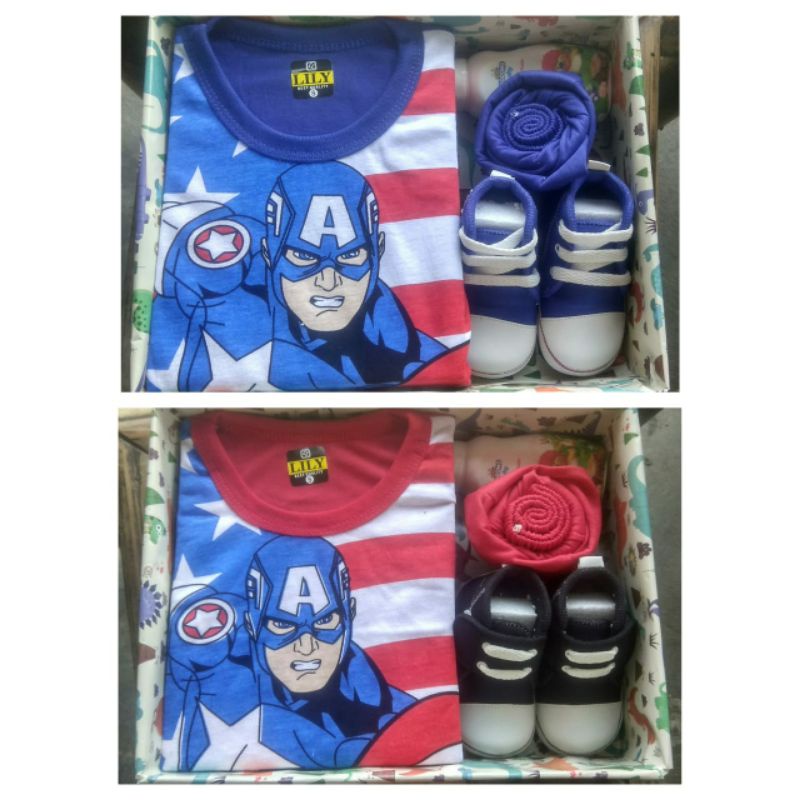 Kado bayi baru lahir/parsel sambang bayi - COWOK- ready sesuai gambar.-Kapten amerika