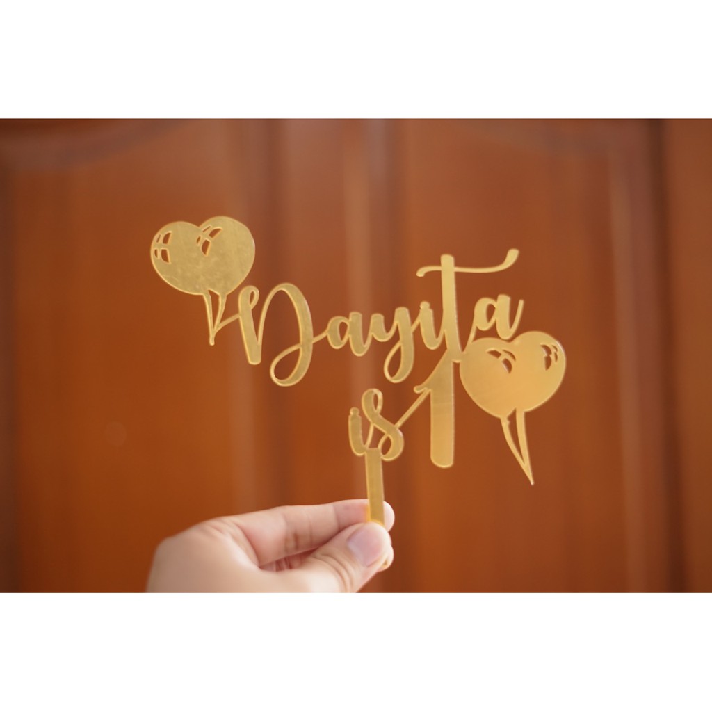 Cake Topper - Gold Mirror (BISA CUSTOM) - Rose Gold Ready