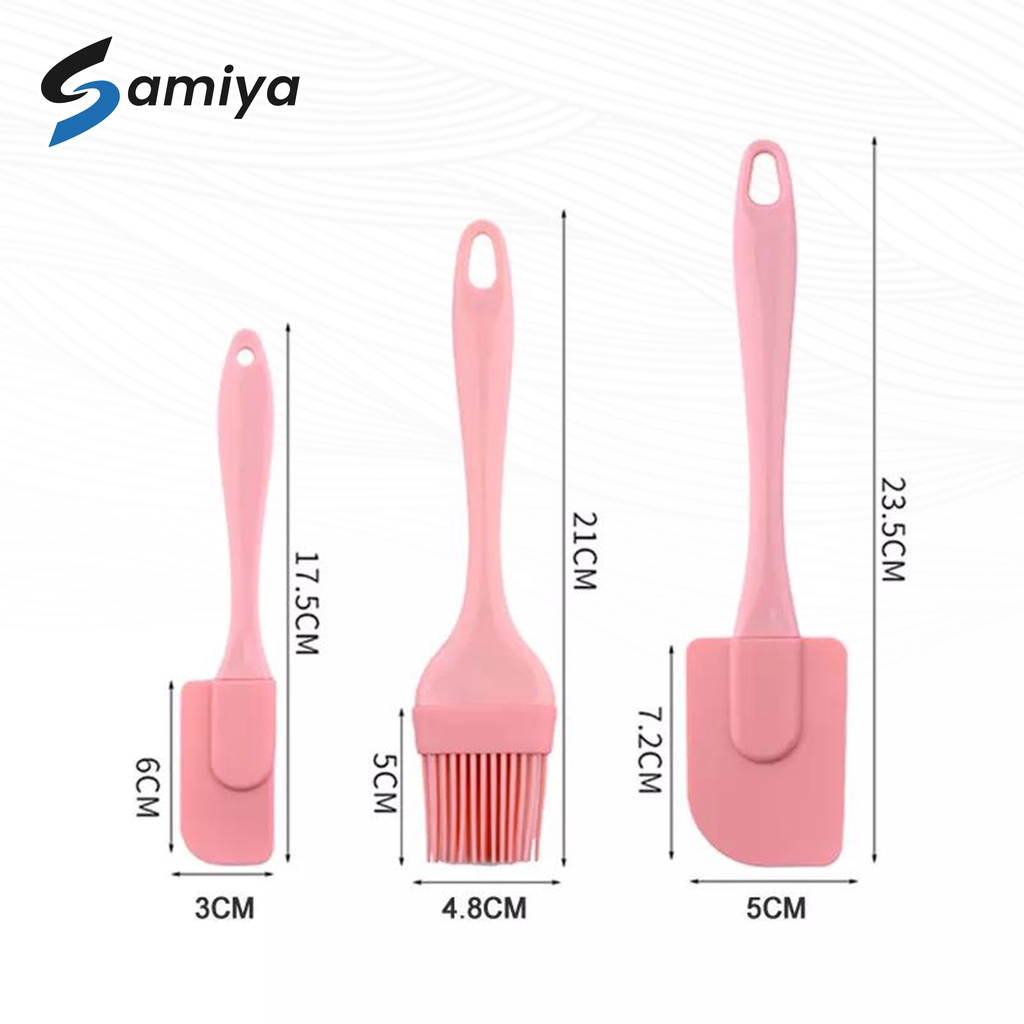 3pcs spatula scraper brush silicone cooking baking tools set  / paket 3in1 peralatan memasak set