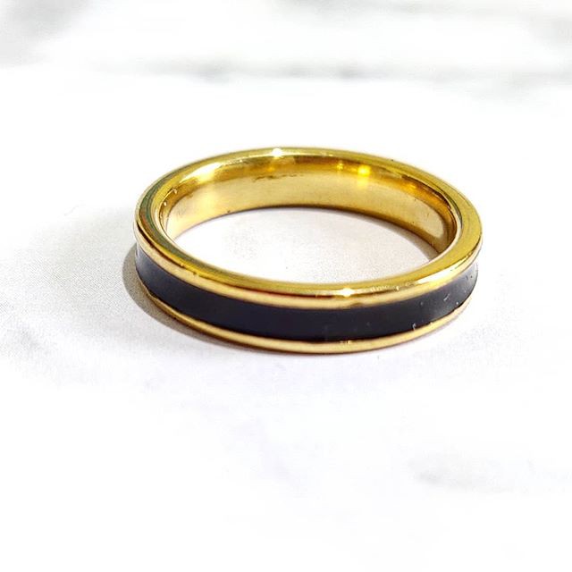 CINCIN TITANIUM HITAM GOLD 4MM / CINCIN PRIA WANITA COUPLE ANAK