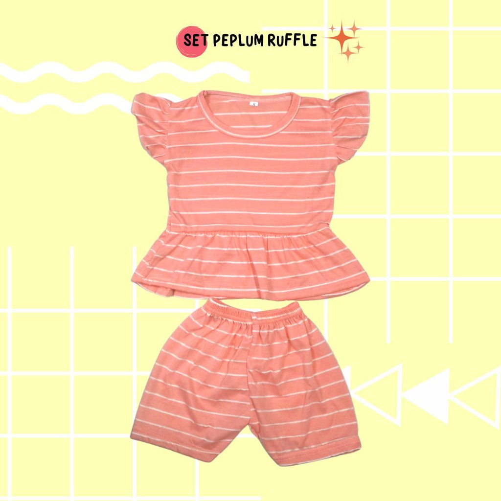 BabynKids - SET RUFFLE ANAK PEREMPUAN / SET RUFFLE PEPLUM ANAK / SETELAN ANAK PEREMPUAN 0-5 TAHUN