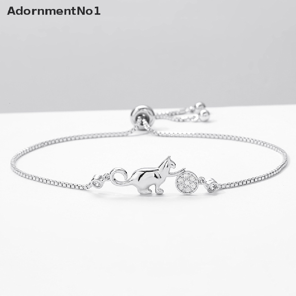 (AdornmentNo1) Gelang Rantai Dengan Charm Bola Kristal Zirkonia Kubik Untuk Wanita