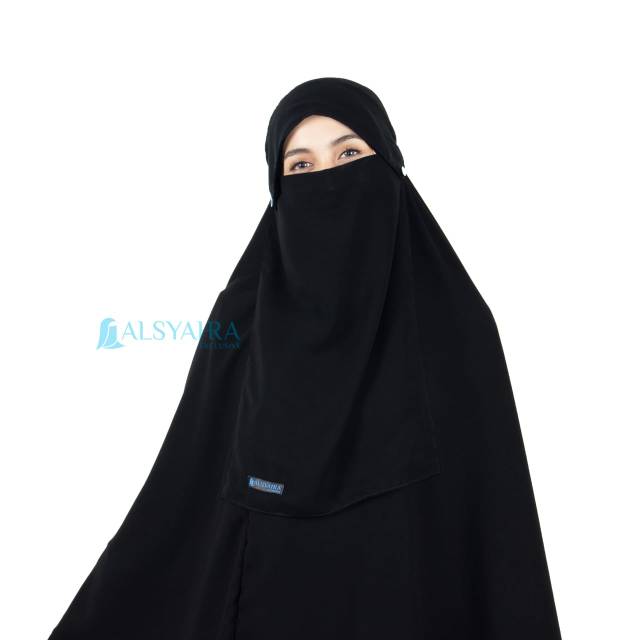 NIQAB PONI KANCING RAUDHAH SIFON JETBLACK ALSYAHRA EXCLUSIVE