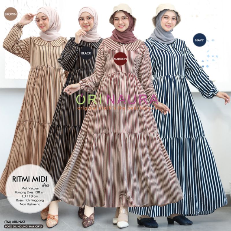 Gamis Midi Drea Motif RITMI MIDI Ori Naura
