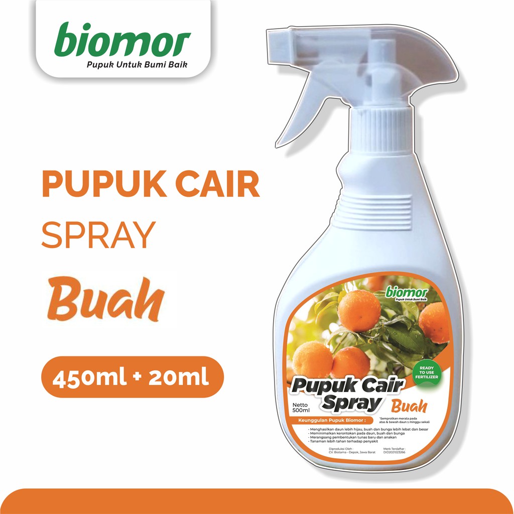 Pupuk-Nutrisi Organik Cair Semprot Buah Lebat 450ml (Biomor)