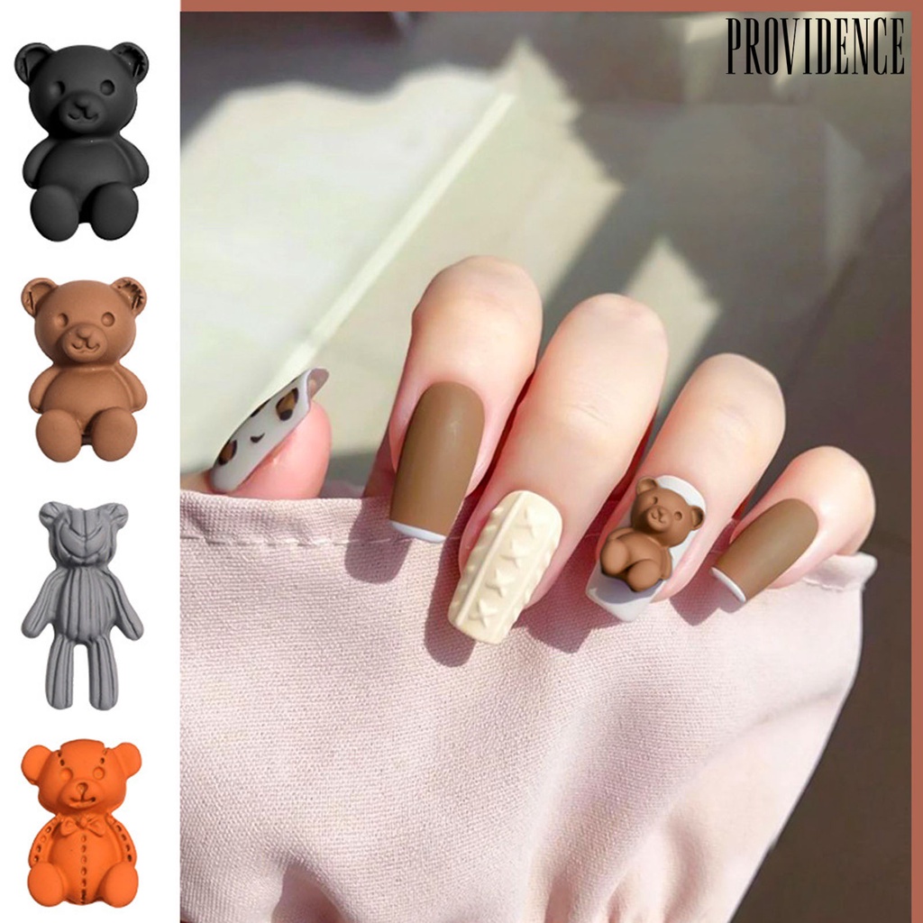 Providence 10pcs / Set Ornamen Kartun Beruang Permukaan Frosted 3d Ringan Untuk Dekorasi Nail Art Wanita