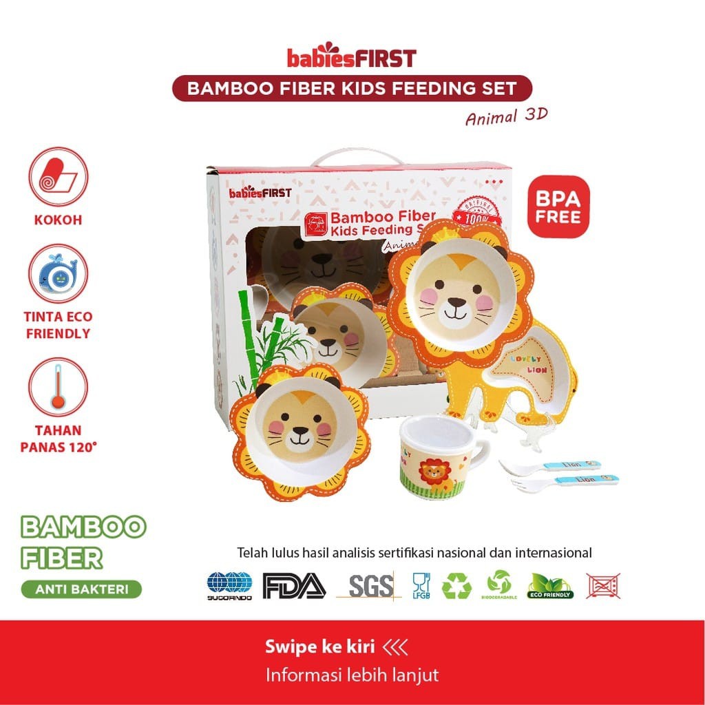 BabiesFirst Bamboo Feeding Set Animal 3D / Feeding Set Baby / Peralatan Makan Bayi Set Lucu