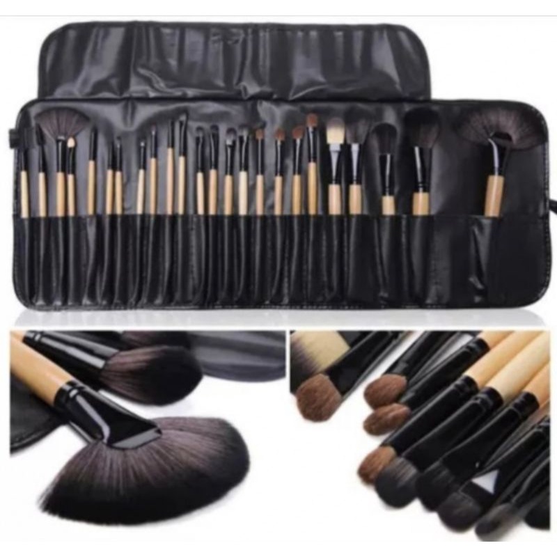 Brush Make Up Lengkap isi 24 Pcs Include Leather Pouch | Kuas Makeup Murah