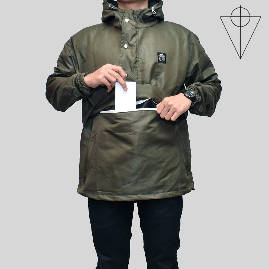 Jaket Parka Tracker Waterproof - Jaket Cagoule Hijau Army Salvio Hexia