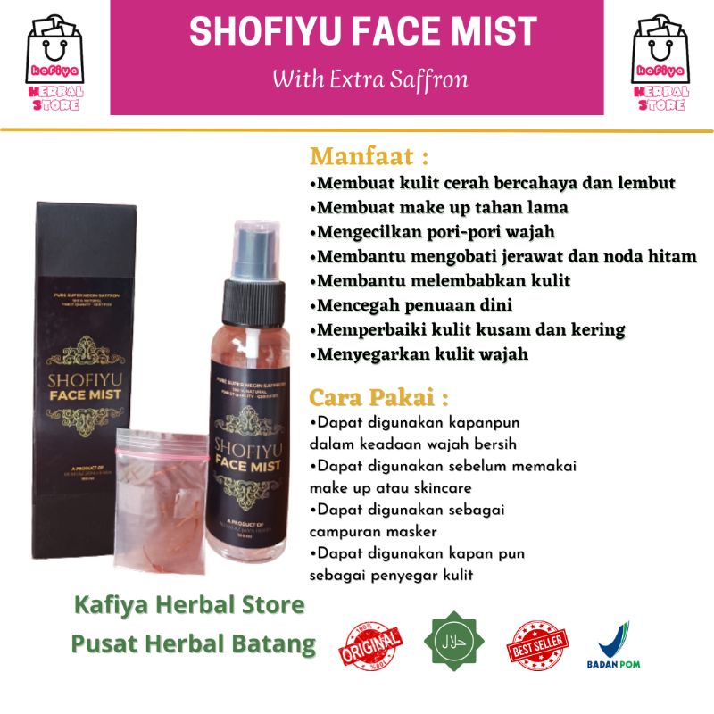 Face Mist Saffron by Shofiyu skincare javahills