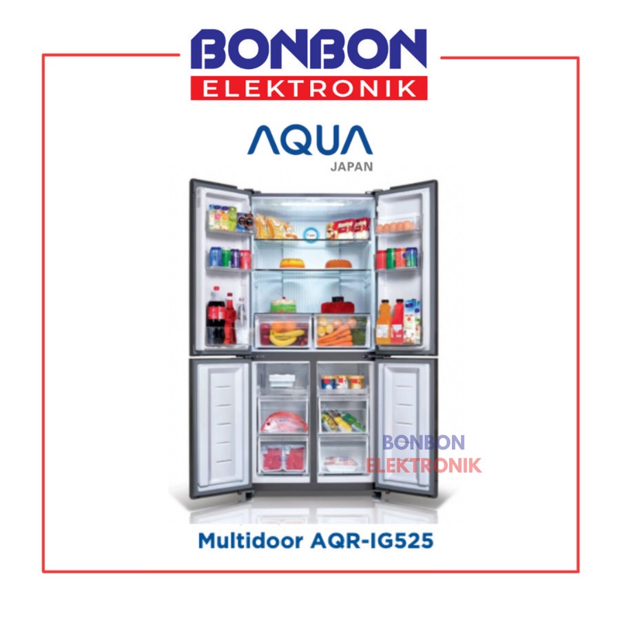 AQUA Kulkas 4 Pintu Side by Side Inverter AQR-IG525AM(GB) / AQR IG525AMGB / IG525AM