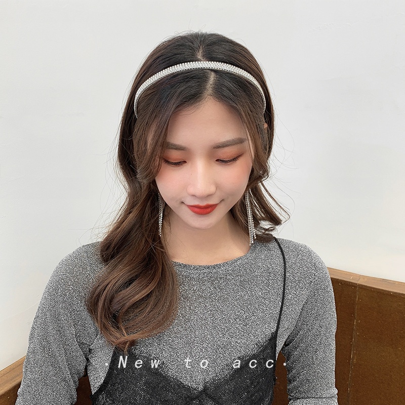 Headband Model Rumbai Aksen Berlian Imitasi Gaya Korea Untuk Wanita