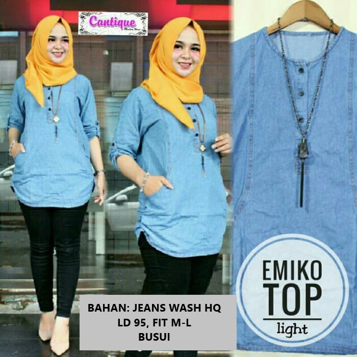 emiko top jeans wash premium blouse