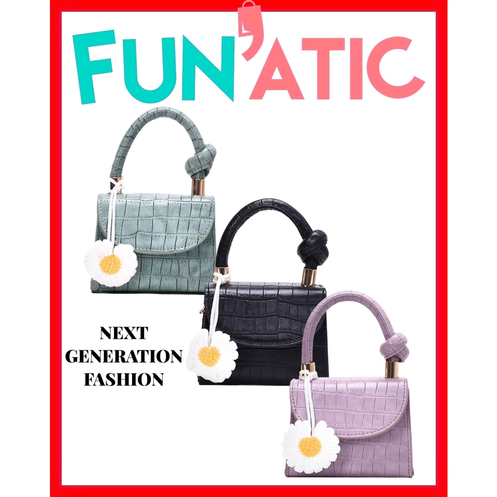 Funatic Tas Selempang Mini Wanita Import Fashion Korea Croco Uk12.5x5.5x11cm FA983