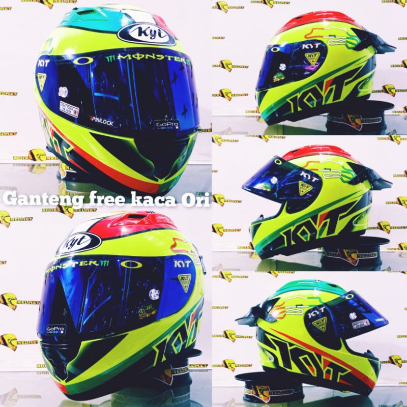 helm kyt full face rc seven motif #19 black white blue paket ganteng 100% baru Ori kyt-Paket ganteng top9