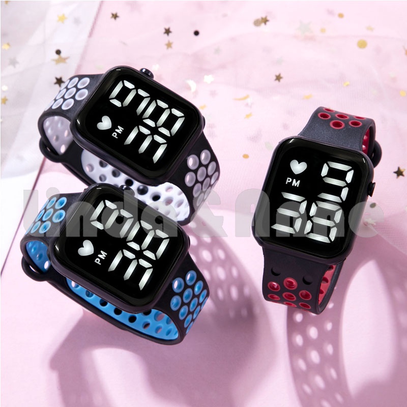 Jam Tangan Wanita Dan Pria Led Digital Rubber Electronic Fashion Couple Anak Remaja Import Premium