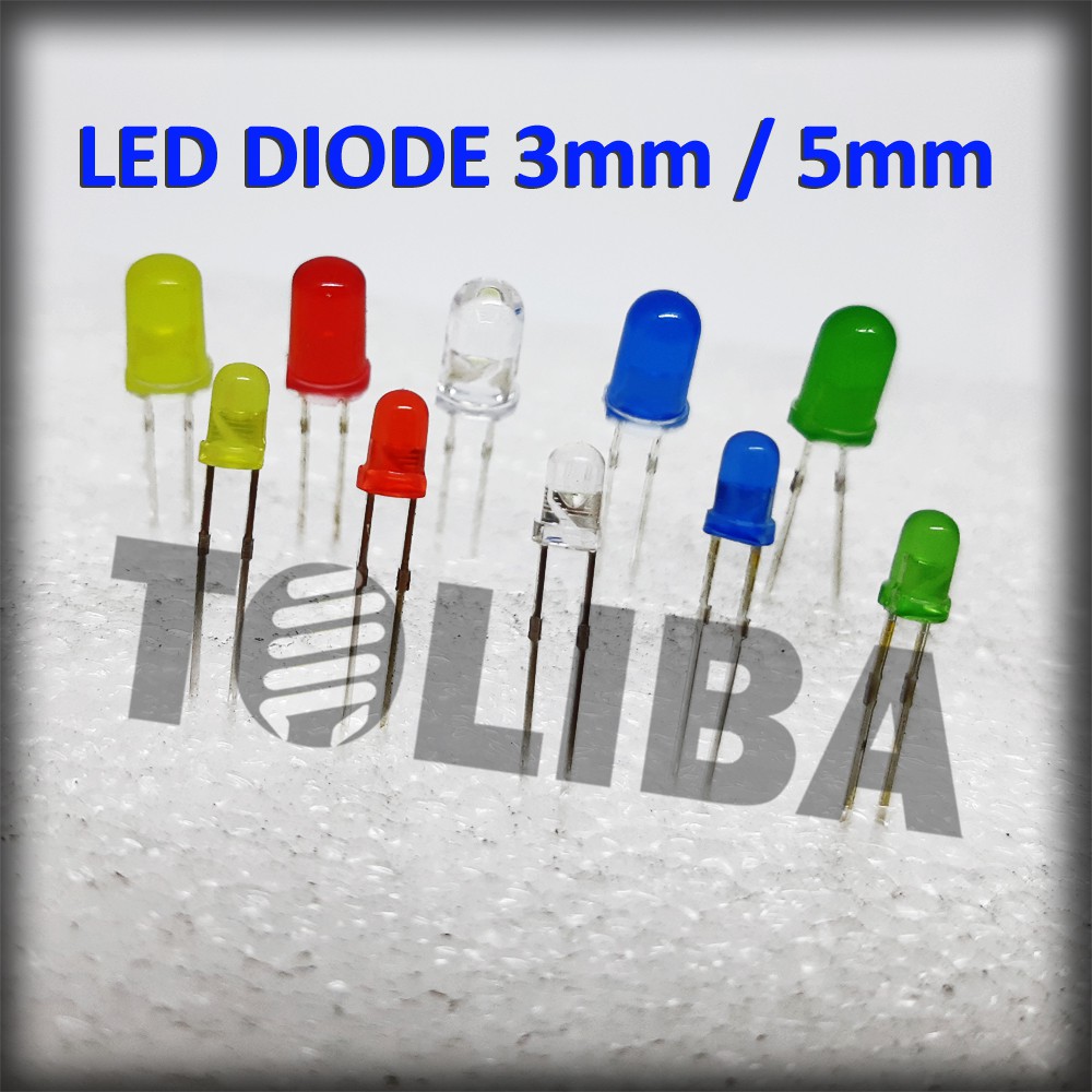 led dioda diode 5mm / lampu dioda led warna kuning merah putih biru hijau 5 mm