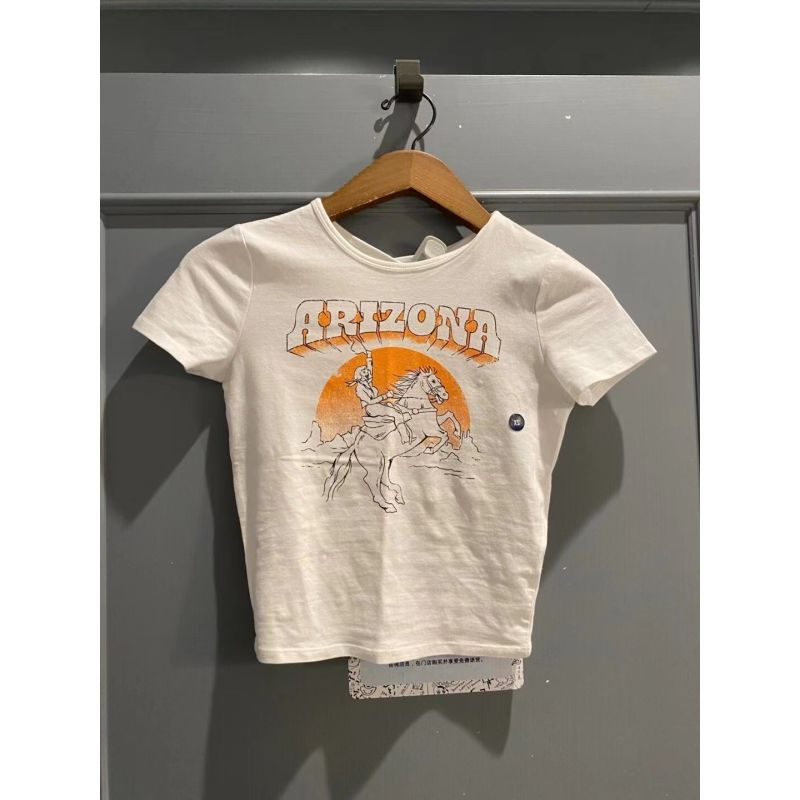 hollister 2022 musim panas baru kaos retro Amerika cetak pendek tee bayi lengan pendek top wanita