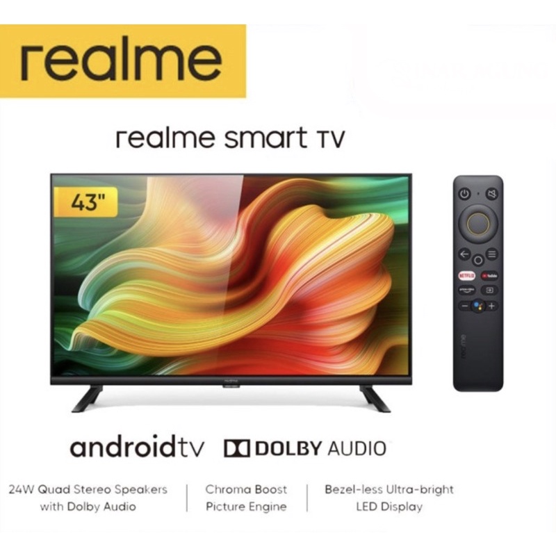 [ REALME ] Smart LED TV 43” Android 9,0 Bazel-less Dolby Audio FHD