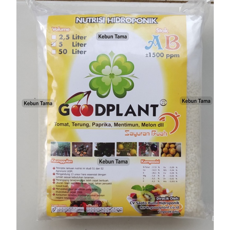 Jual AB Mix Nutrisi Hidroponik Buah Goodplant 5 Liter | Shopee Indonesia