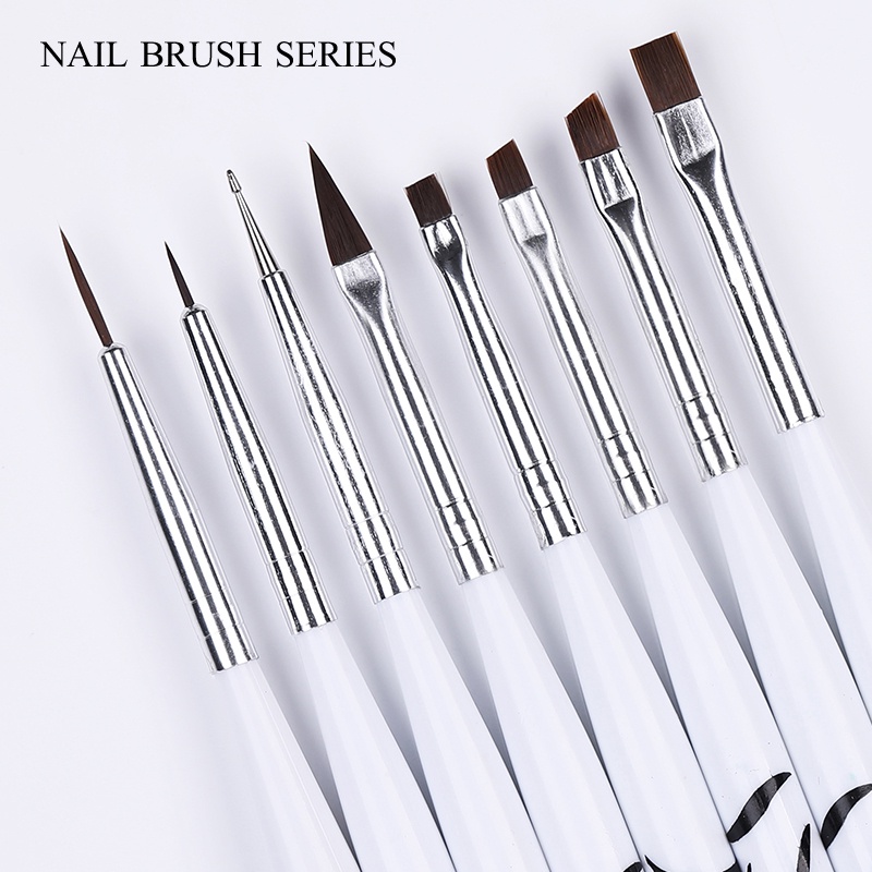 8Pcs Nail Brush Nail Art Liner Brush Acrylic French Stripe 3D Tips Manicure Ultra-thin Line Drawing UV Gel Brushes Painting Kit