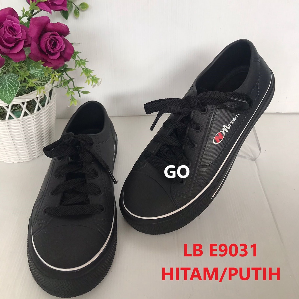 gos NEW ERA LB 9031 Sepatu Slip On Wanita Karet Terbaru Original-HITAM/PUTIH