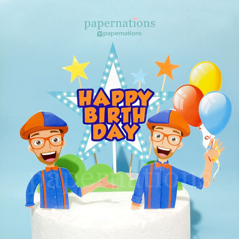Blippi Cake Topper Set / Cake Topper Blippi / Topper Kue Blippi / Hiasan Kue Blippi