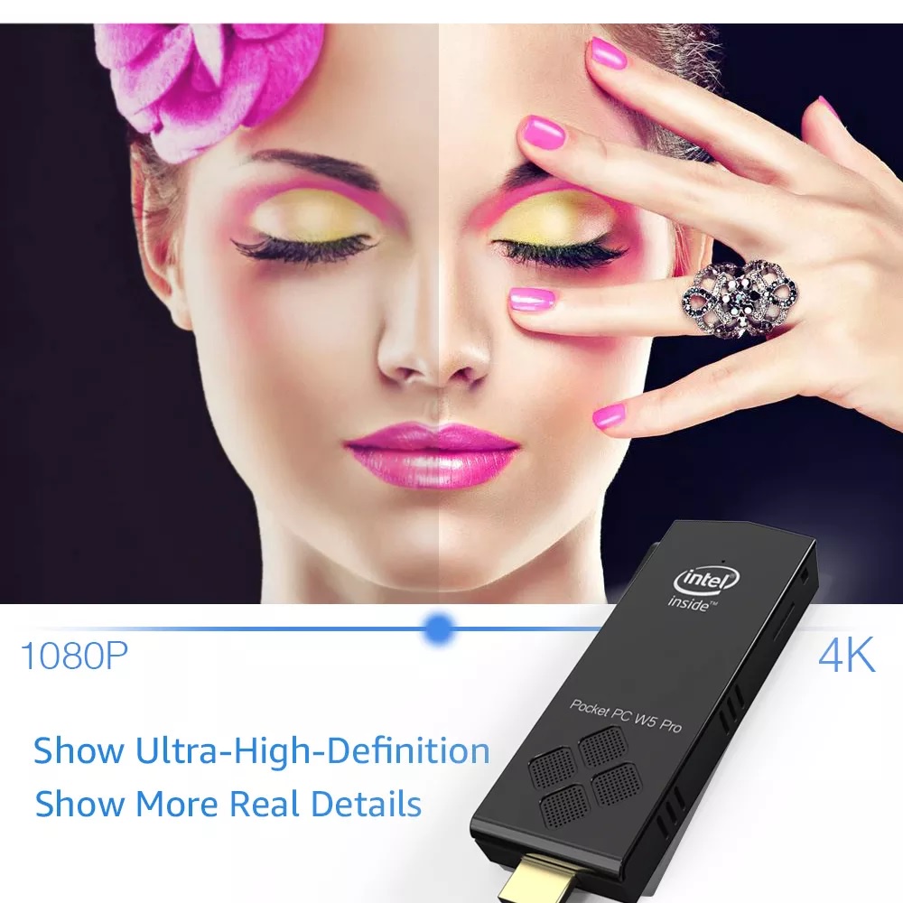 T5 Mini PC Stick RAM 4GB ROM 64GB Windows 10 - W5 PRO Upgraded Version