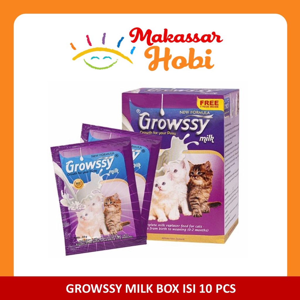 Growssy Susu Anak Kucing 1 Box Dus isi 10 + Free Sachet Milk Growsy