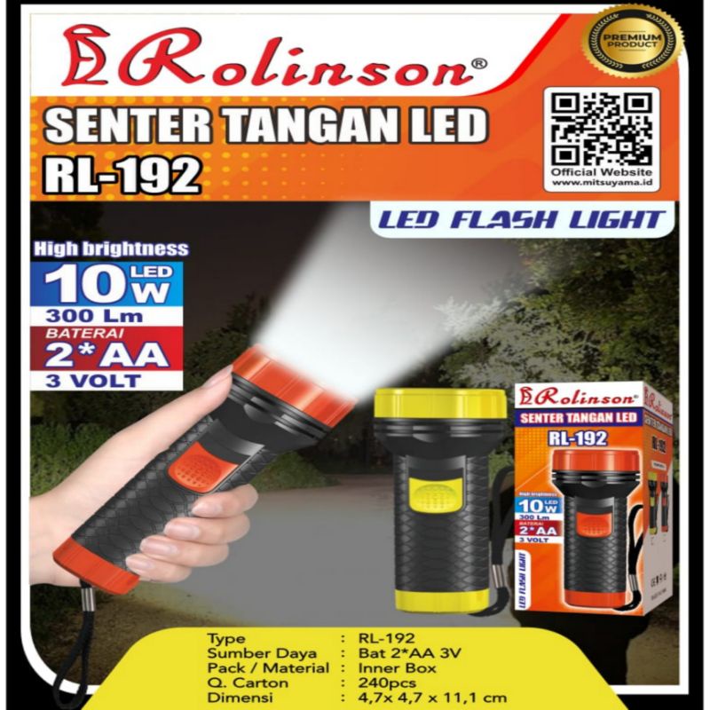 Senter Tangan LED ROLINSON RL-192 Terang Cahaya Putih