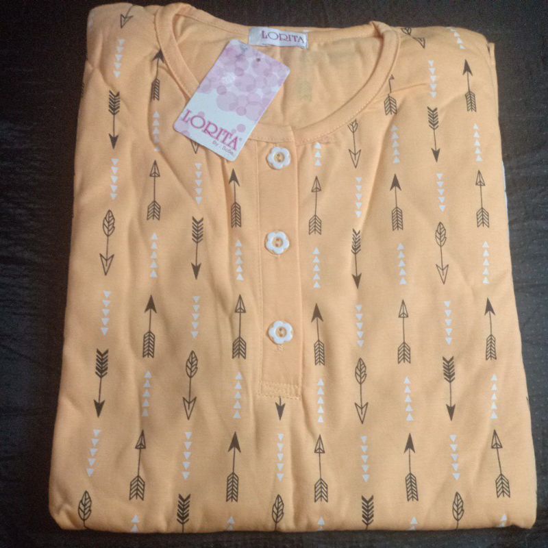 flo_style-baju tidur 3/4 jumbo kaos tebal lorita tinny by Sofie termurah/terlaris(Etalase2geser☝️-Oramge 526