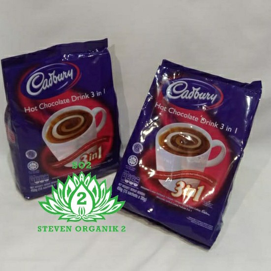 

MINUM-SIAP-DRINK-TO-READY- CADBURY HOT CHOCOLATE DRINK 3IN1 450GR (15 SCHT X 30GR) -READY-TO-DRINK-