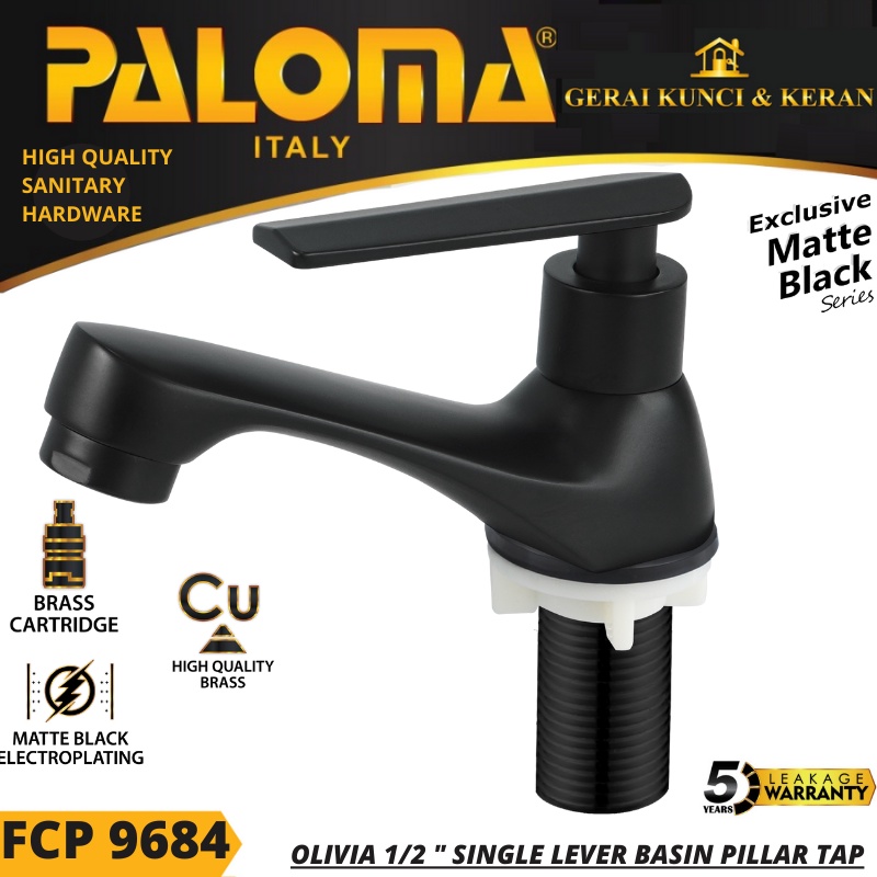 PALOMA FCP 9684 Keran Wastafel Sink Cuci Tangan Basin Meja Kran Air HITAM BLACK MATTE