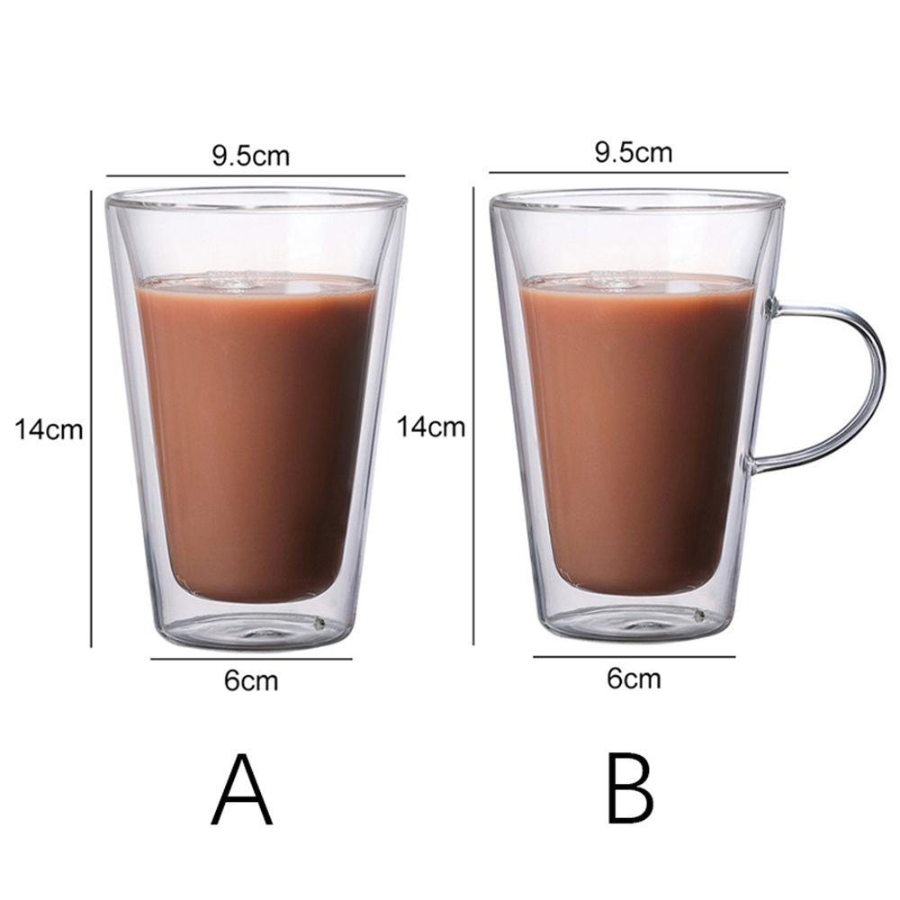 [Elegan] Gelas Cangkir Kaca Insulated Untuk Minuman Panas Double Wall Breakfast Kitchen Drinkware with Handle Cappuccino Tea Cup