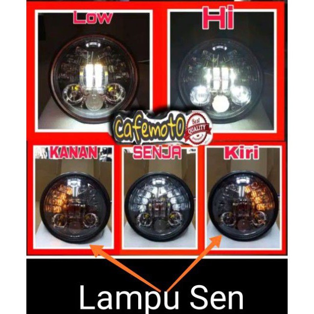 Lampu Depan LED DAYMAKER 5.75 inch 16 titik Led Batok besi Jute model stingray