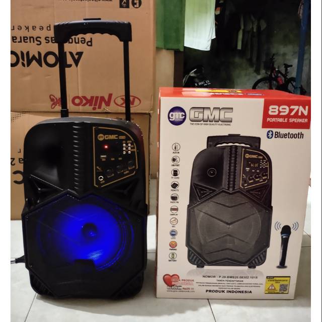 PROMO SPEAKER BLUETOOTH KARAOKE GMC 897N FREE MIC WIRELES UKURAN 8 INCH